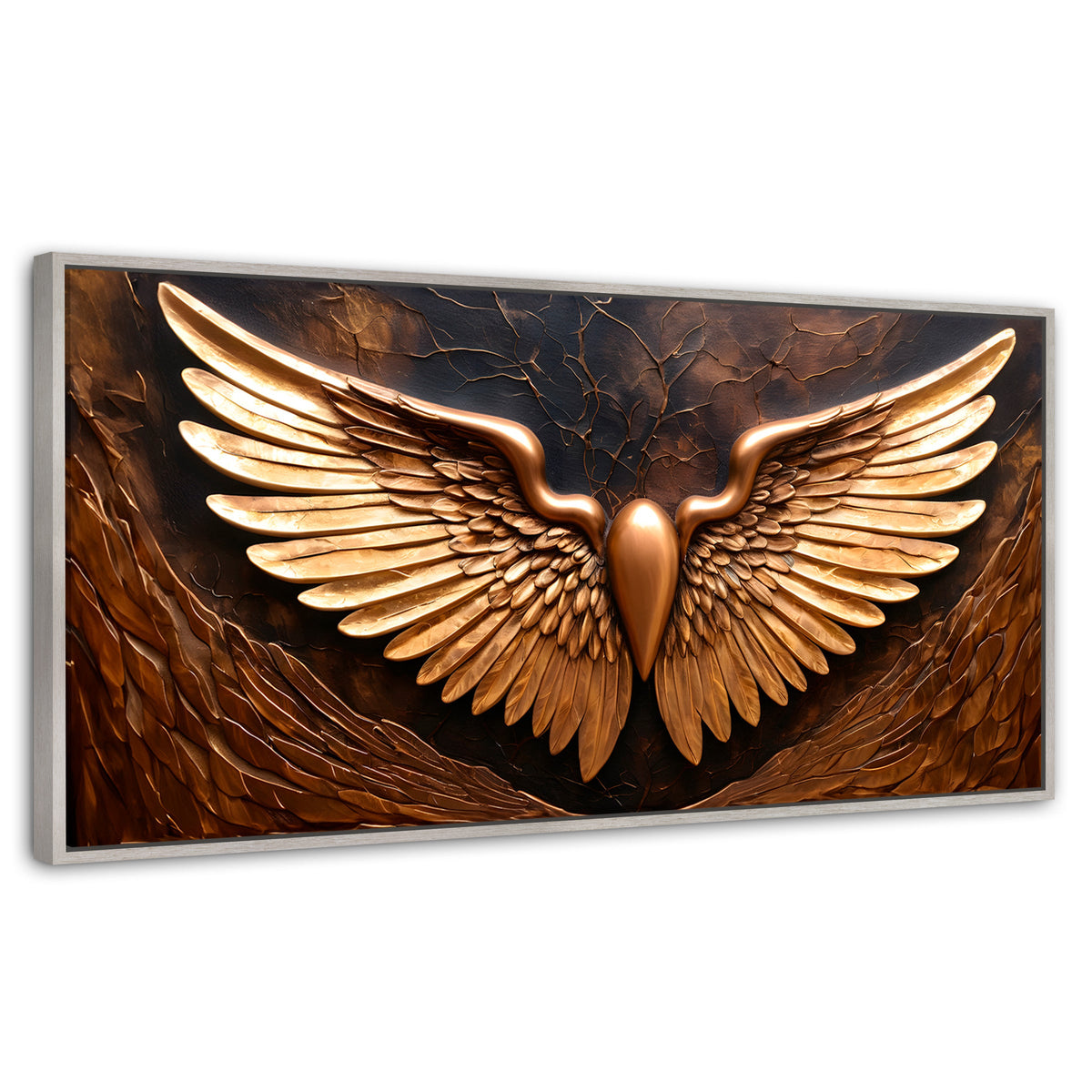 Cuadros Decorativos Canvas Revolution | Alas Angel Cobre | Panoramico | Portada | Marco Blanco
