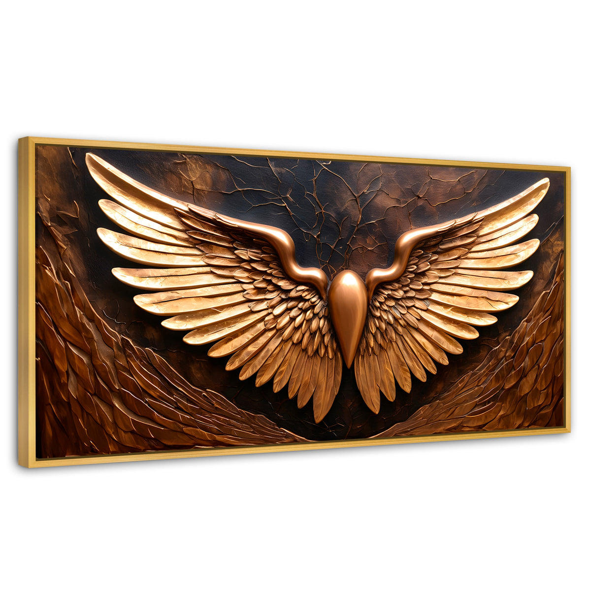Cuadros Decorativos Canvas Revolution | Alas Angel Cobre | Panoramico | Portada | Marco Madera