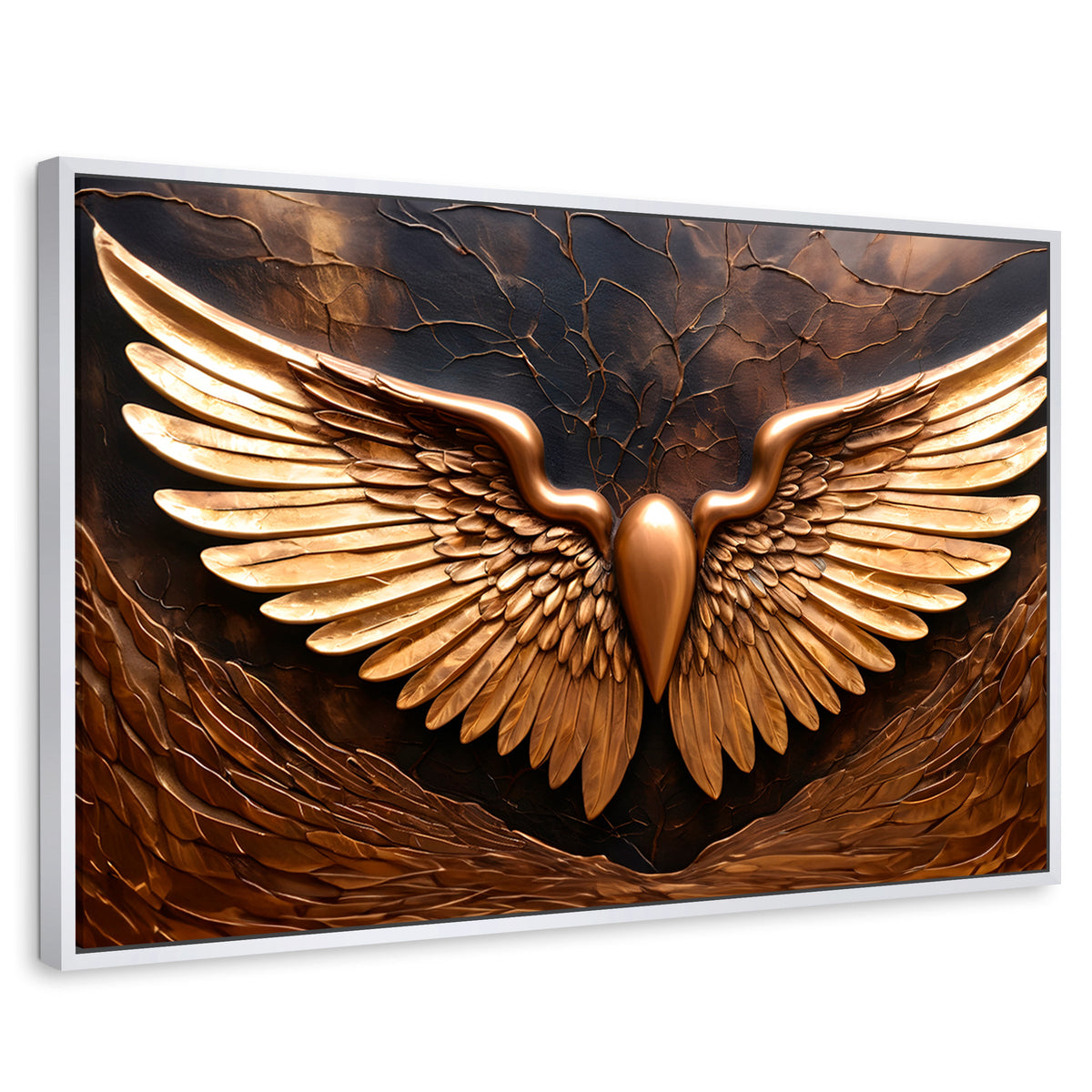 Cuadros Decorativos Canvas Revolution | Alas Angel Cobre | Rectangular | Portada | Marco Blanco