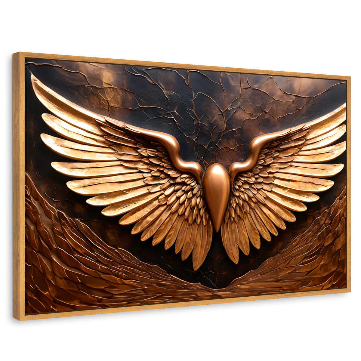 Cuadros Decorativos Canvas Revolution | Alas Angel Cobre | Rectangular | Portada | Marco Madera