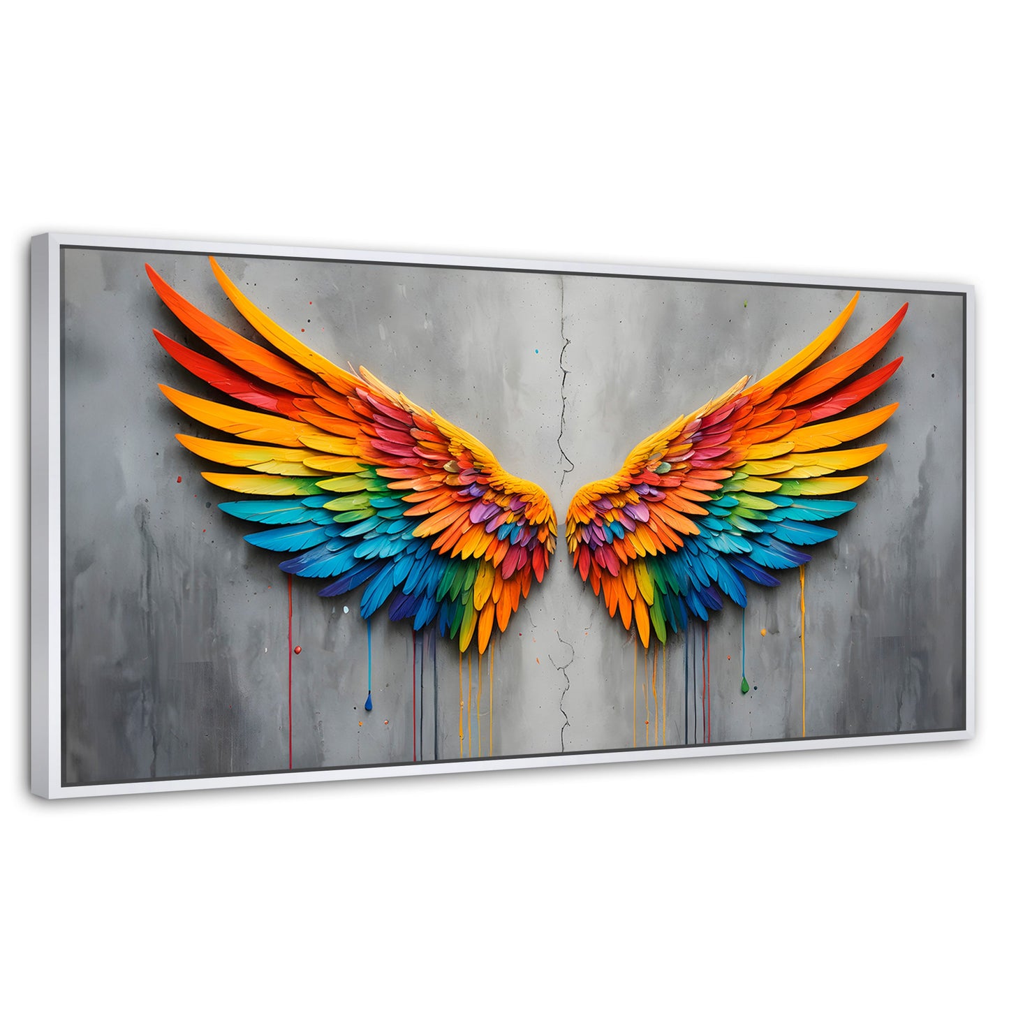 Cuadros Decorativos Canvas Revolution | Alas Angel Colores | Panoramico | Portada | Marco Dorado