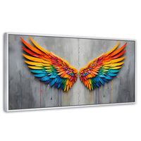 Cuadros Decorativos Canvas Revolution | Alas Angel Colores | Panoramico | Portada | Marco Dorado