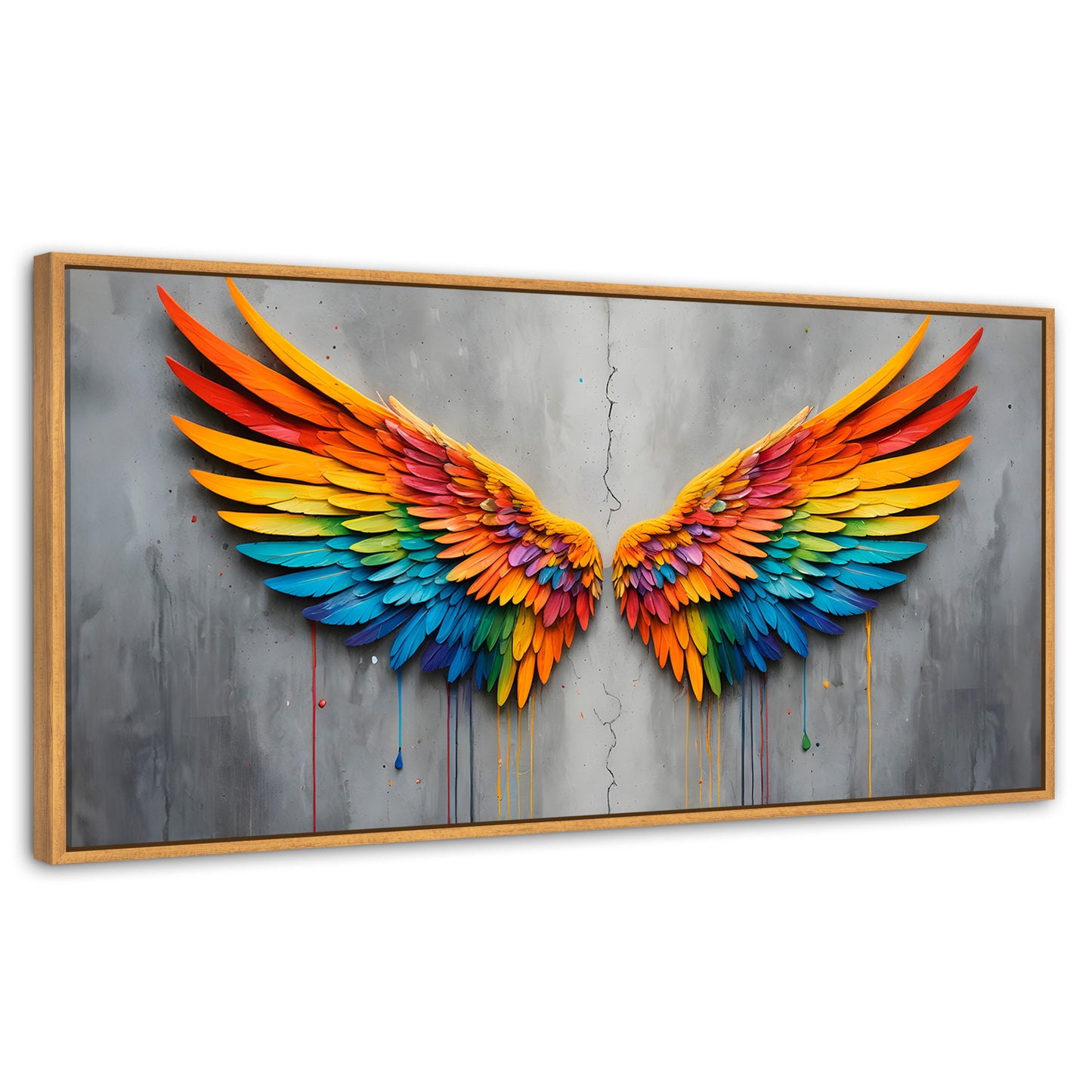 Cuadros Decorativos Canvas Revolution | Alas Angel Colores | Panoramico | Portada | Marco Negro