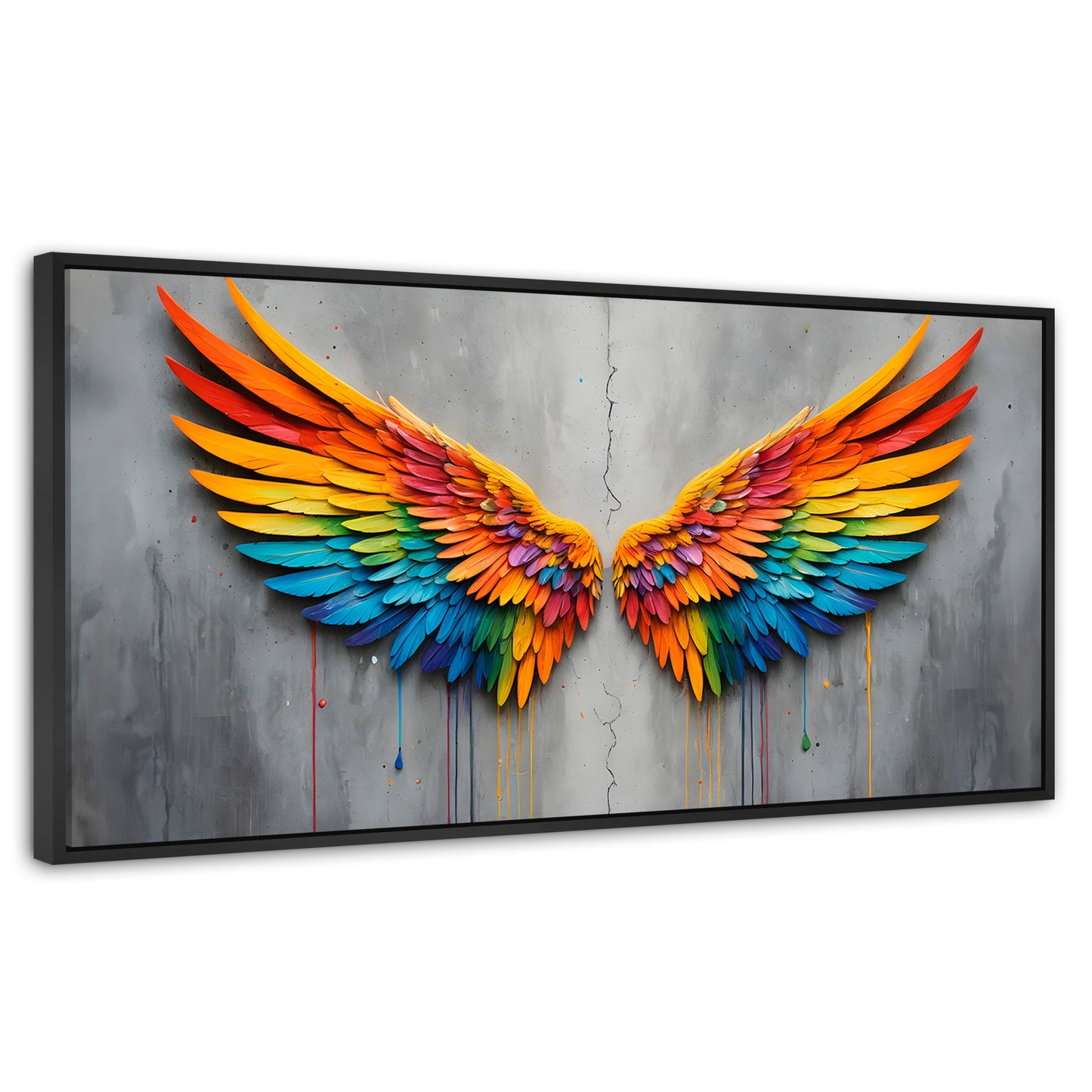Cuadros Decorativos Canvas Revolution | Alas Angel Colores | Panoramico | Portada | Marco Plateado