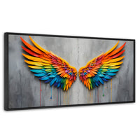 Cuadros Decorativos Canvas Revolution | Alas Angel Colores | Panoramico | Portada | Marco Plateado