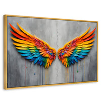 Cuadros Decorativos Canvas Revolution | Alas Angel Colores | Rectangular | Portada | Marco Dorado