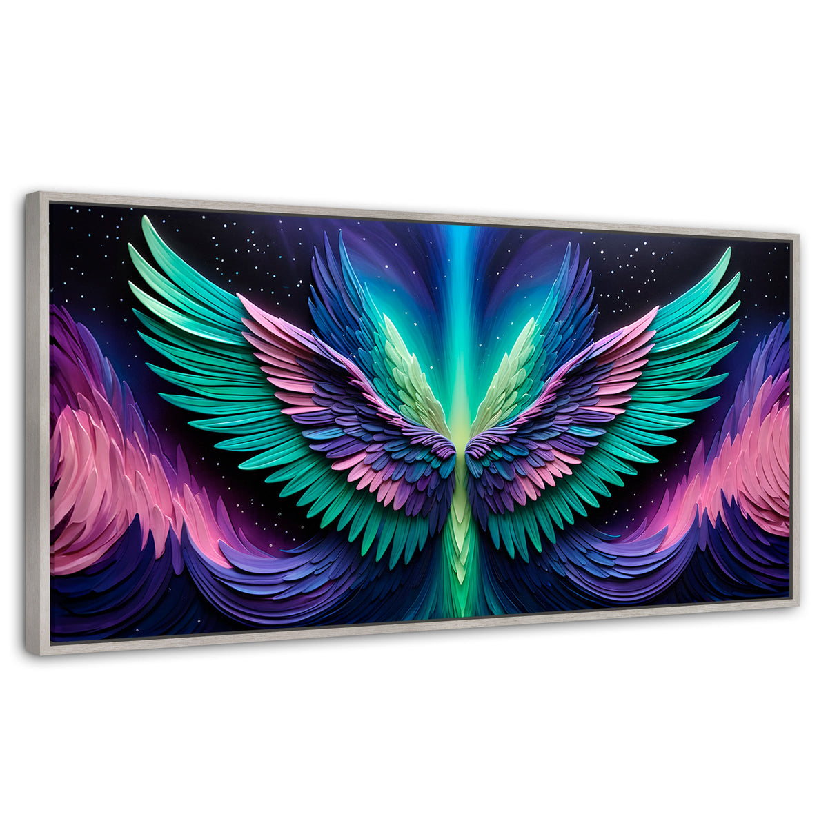 Cuadros Decorativos Canvas Revolution | Alas Angel Cosmic | Panoramico | Portada | Marco Blanco