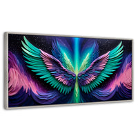 Cuadros Decorativos Canvas Revolution | Alas Angel Cosmic | Panoramico | Portada | Marco Blanco