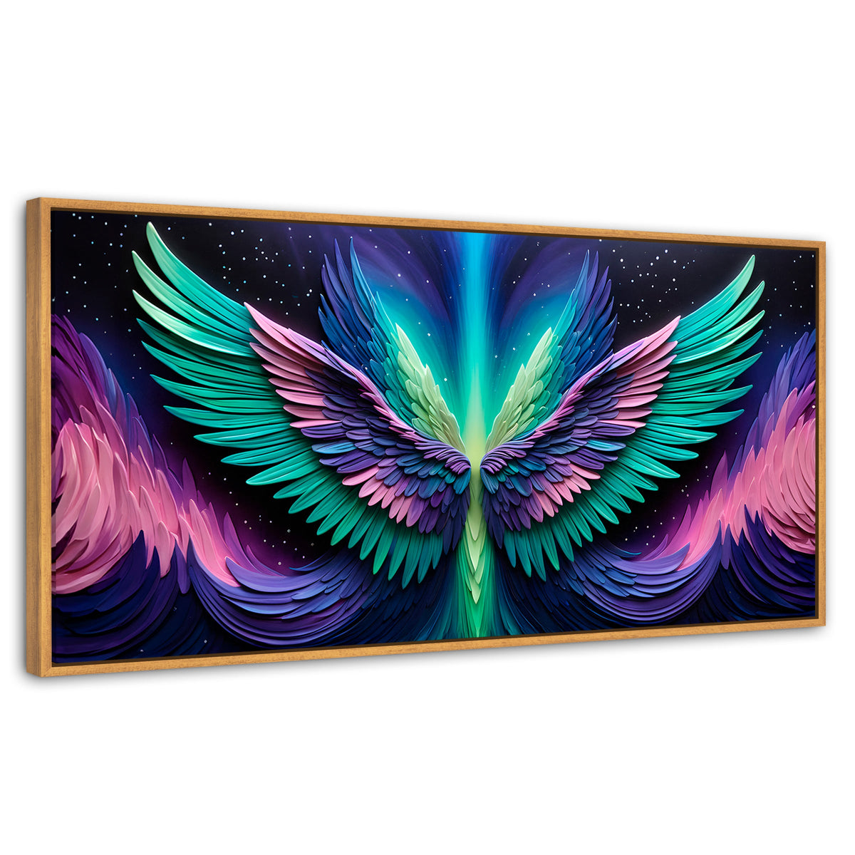 Cuadros Decorativos Canvas Revolution | Alas Angel Cosmic | Panoramico | Portada | Marco Negro