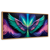 Cuadros Decorativos Canvas Revolution | Alas Angel Cosmic | Panoramico | Portada | Marco Negro