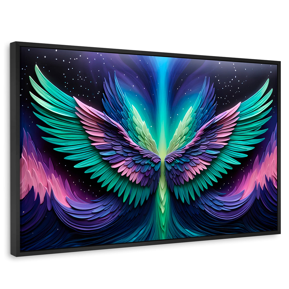 Cuadros Decorativos Canvas Revolution | Alas Angel Cosmic | Rectangular | Portada | Marco Negro
