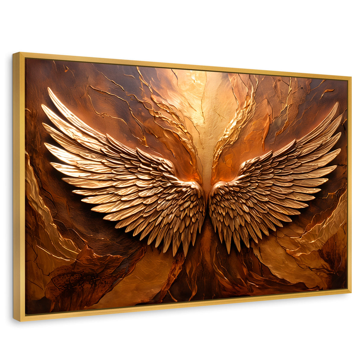 Cuadros Decorativos Canvas Revolution | Alas Angel Divino | Rectangular | Portada | Marco Dorado
