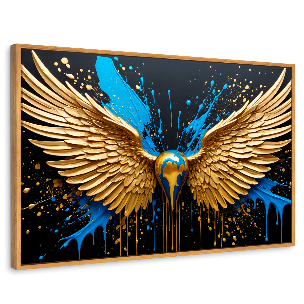 Cuadros Decorativos Canvas Revolution | Alas Angel Dorado | Rectangular | Portada | Marco Madera