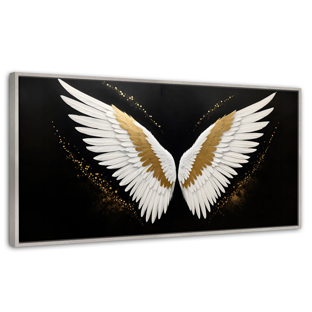Cuadros Decorativos Canvas Revolution | Alas Angel Eleganza | Panoramico | Portada | Marco Blanco