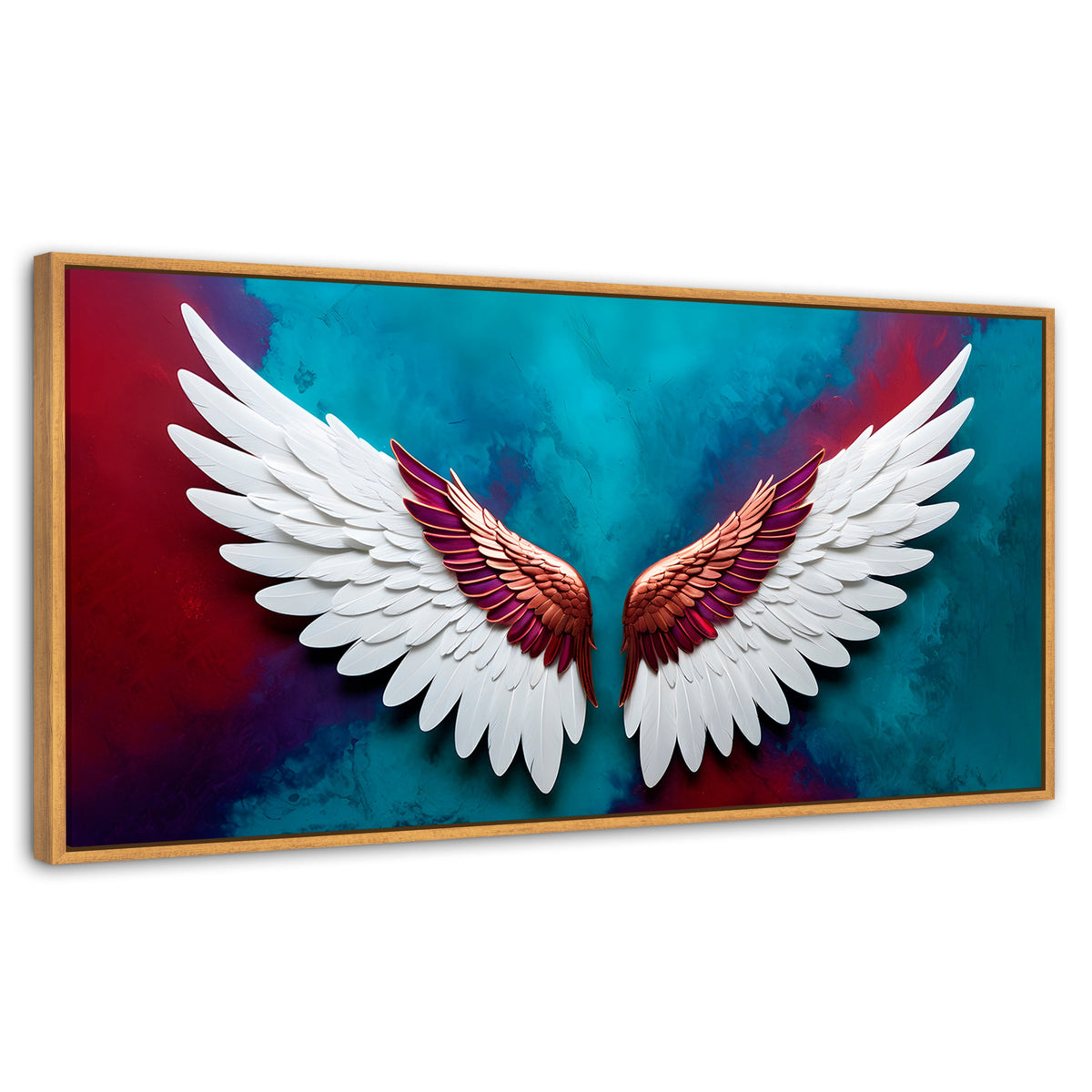 Cuadros Decorativos Canvas Revolution | Alas Angel Intenso | Panoramico | Portada | Marco Negro