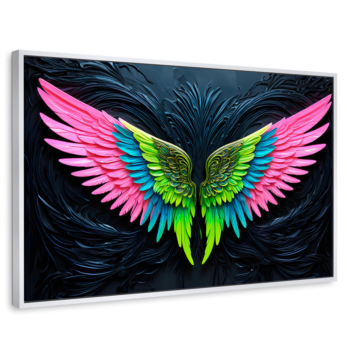 Cuadros Decorativos Canvas Revolution | Alas Angel Lucido | Rectangular | Portada | Marco Blanco