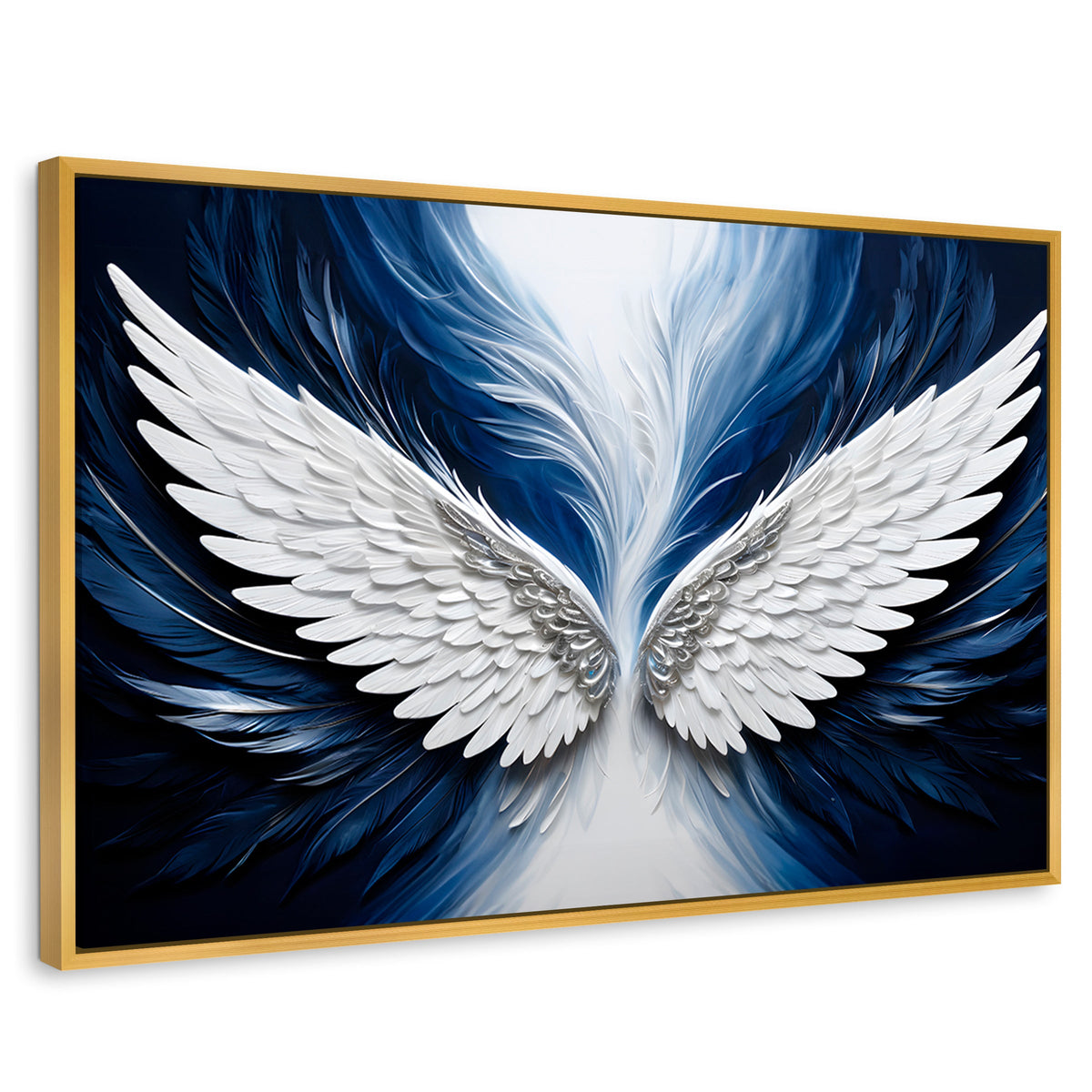 Cuadros Decorativos Canvas Revolution | Alas Angel Marina | Rectangular | Portada | Marco Dorado