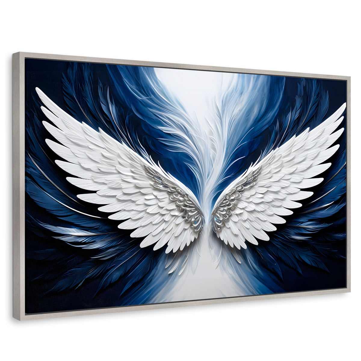 Cuadros Decorativos Canvas Revolution | Alas Angel Marina | Rectangular | Portada | Marco Plateado