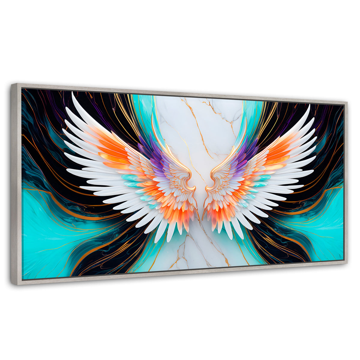 Cuadros Decorativos Canvas Revolution | Alas Angel Marmol | Panoramico | Portada | Marco Blanco