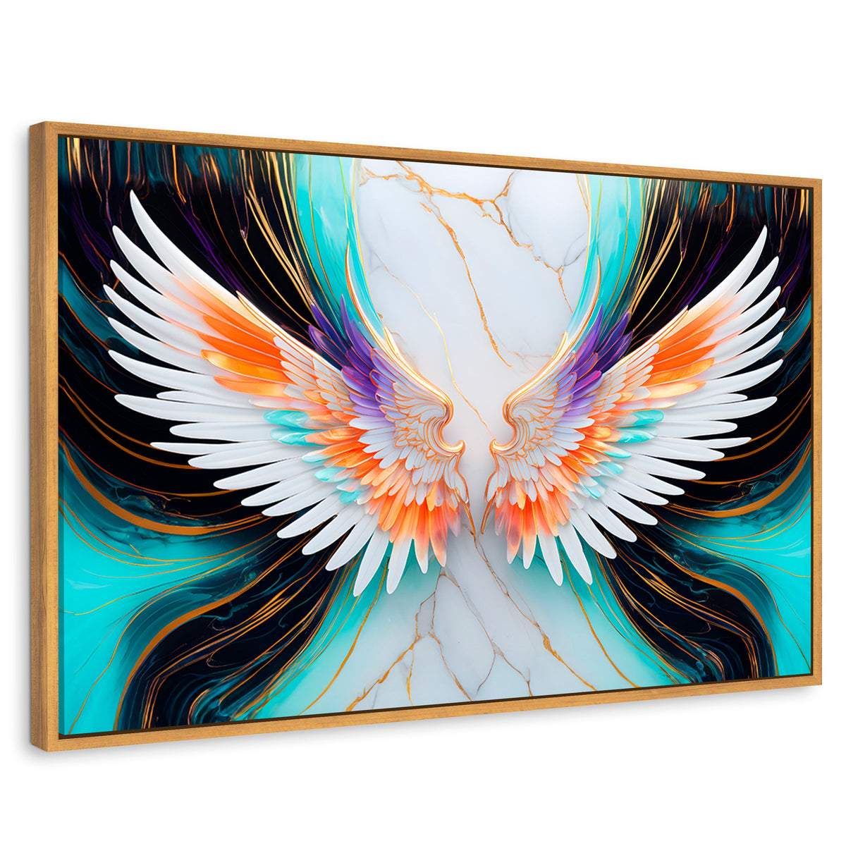 Cuadros Decorativos Canvas Revolution | Alas Angel Marmol | Rectangular | Portada | Marco Madera