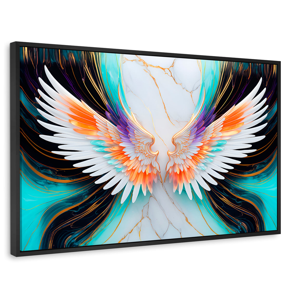 Cuadros Decorativos Canvas Revolution | Alas Angel Marmol | Rectangular | Portada | Marco Negro