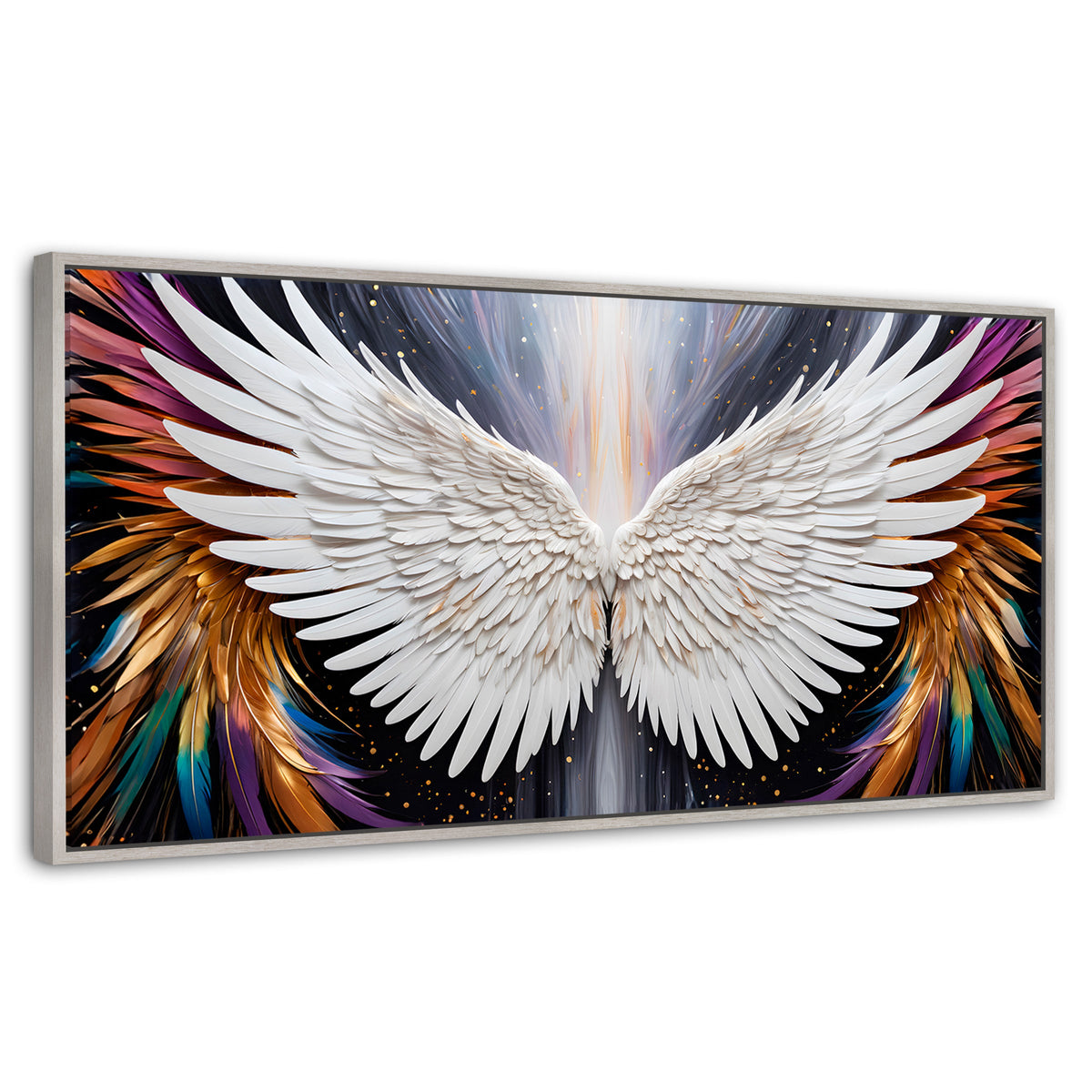 Cuadros Decorativos Canvas Revolution | Alas Angel Mistico | Panoramico | Portada | Marco Blanco