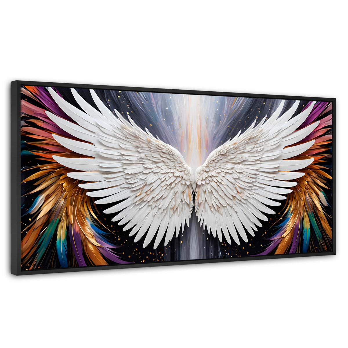 Cuadros Decorativos Canvas Revolution | Alas Angel Mistico | Panoramico | Portada | Marco Plateado