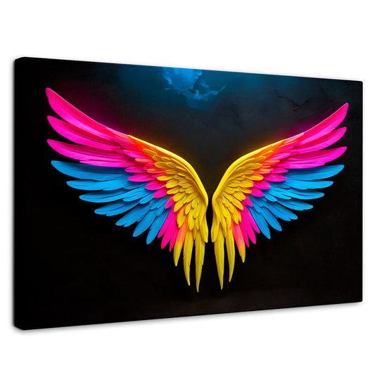 Cuadros Decorativos Canvas Revolution | Alas Angel Neon | Rectangular | Portada | Marco SinMarco