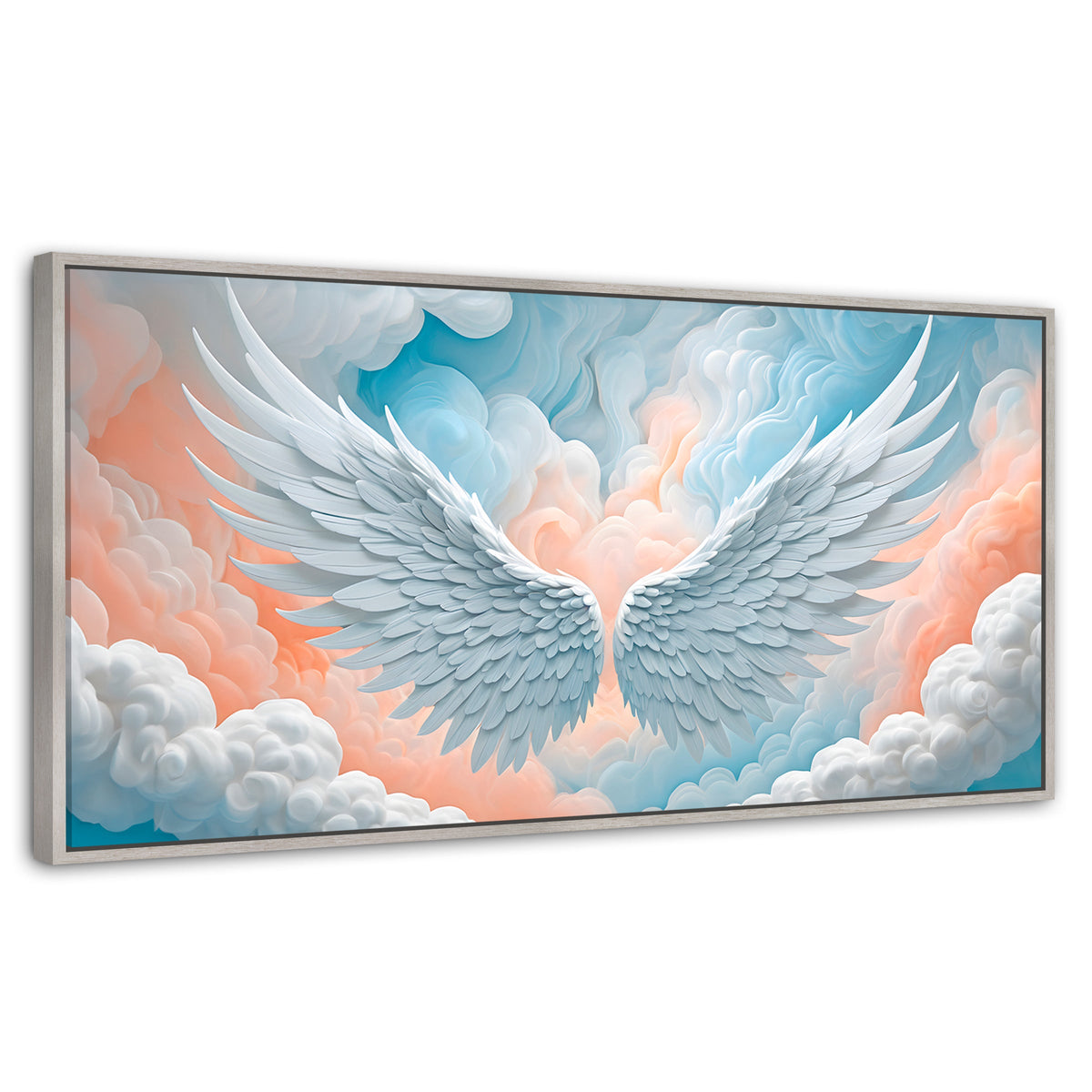Cuadros Decorativos Canvas Revolution | Alas Angel Nubes | Panoramico | Portada | Marco Blanco