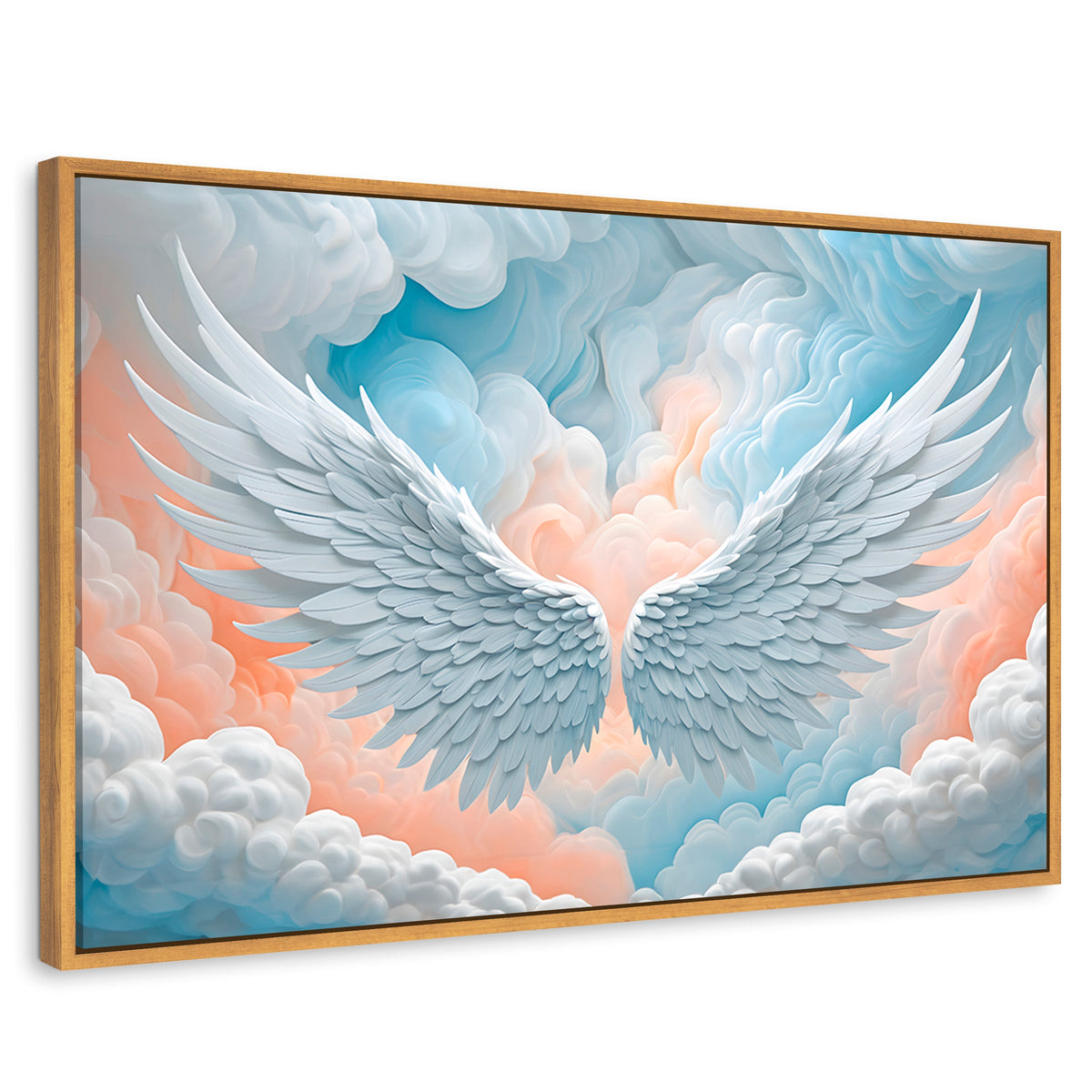 Cuadros Decorativos Canvas Revolution | Alas Angel Nubes | Rectangular | Portada | Marco Madera