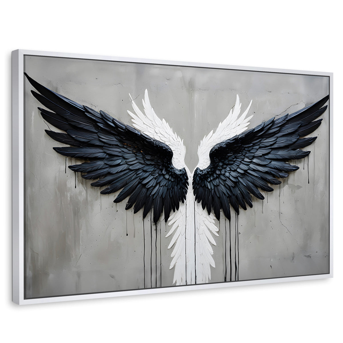 Cuadros Decorativos Canvas Revolution | Alas Angel Oscuro | Rectangular | Portada | Marco Blanco