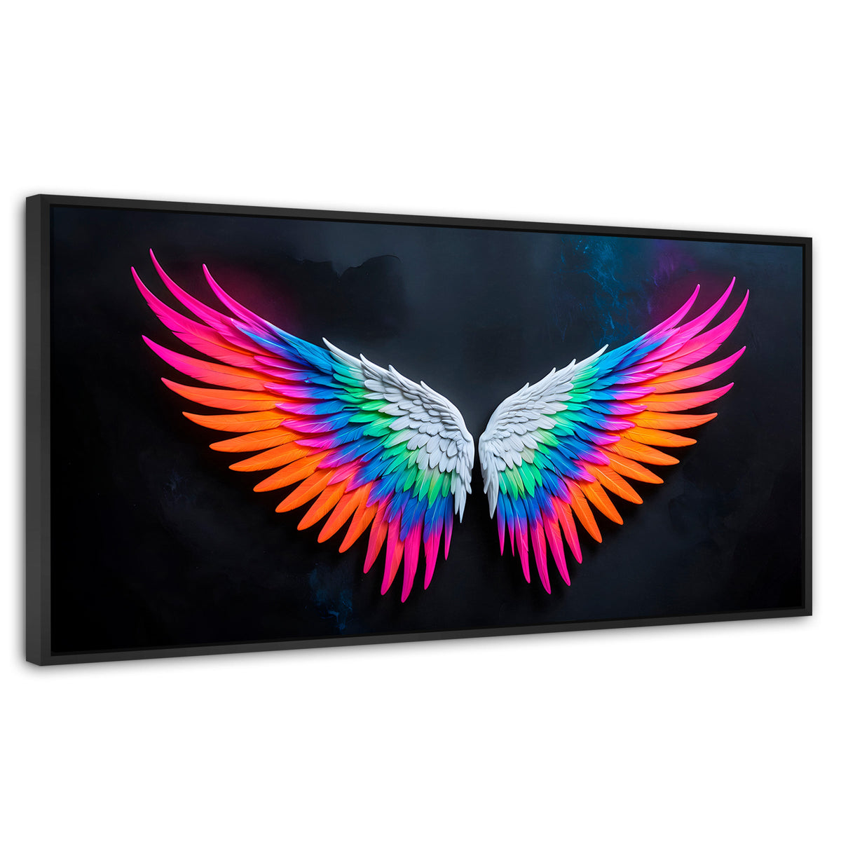 Cuadros Decorativos Canvas Revolution | Alas Angel Pureza | Panoramico | Portada | Marco Plateado