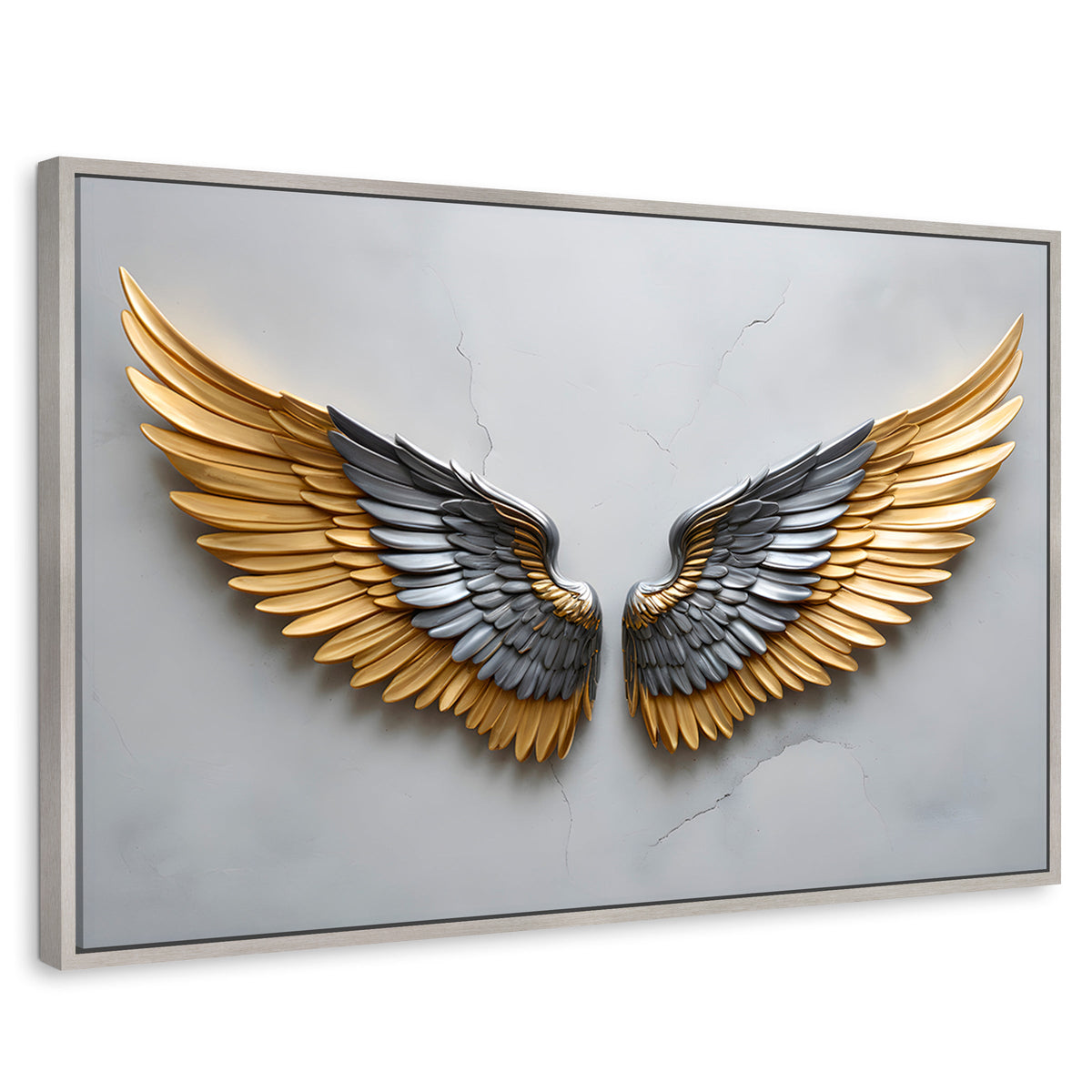 Cuadros Decorativos Canvas Revolution | Alas Angel Sereno | Rectangular | Portada | Marco Plateado