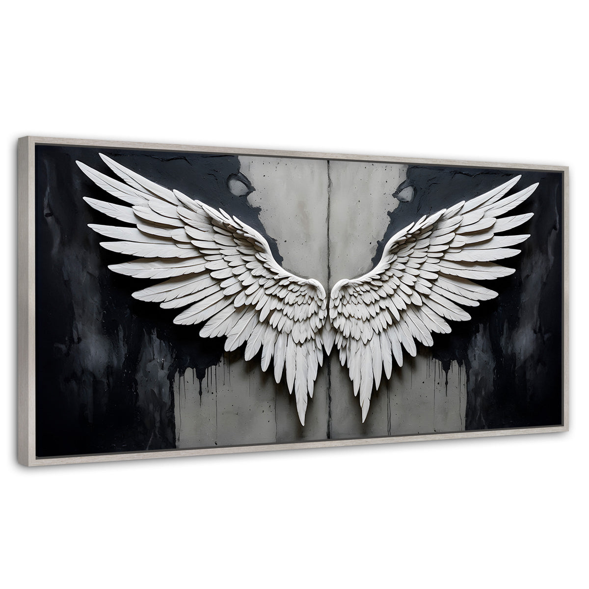 Cuadros Decorativos Canvas Revolution | Alas Angel Sombra | Panoramico | Portada | Marco Blanco