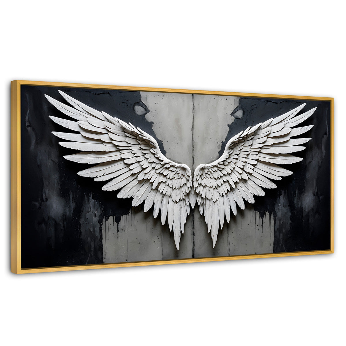 Cuadros Decorativos Canvas Revolution | Alas Angel Sombra | Panoramico | Portada | Marco Madera