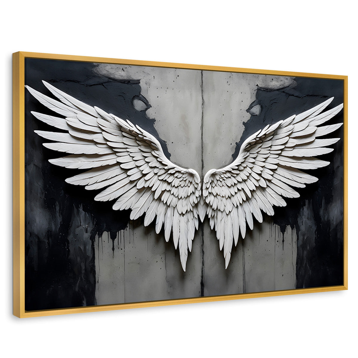 Cuadros Decorativos Canvas Revolution | Alas Angel Sombra | Rectangular | Portada | Marco Dorado