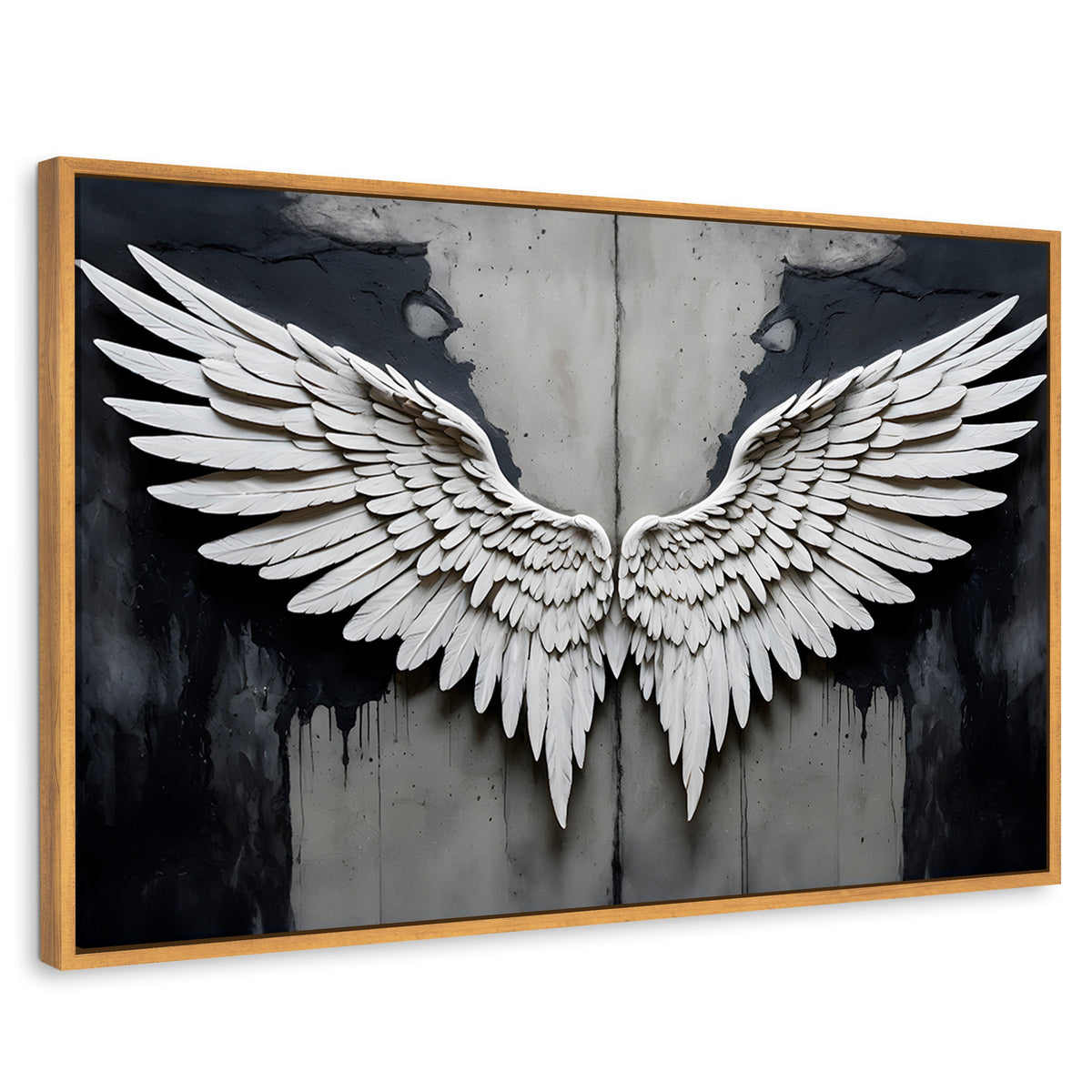 Cuadros Decorativos Canvas Revolution | Alas Angel Sombra | Rectangular | Portada | Marco Madera