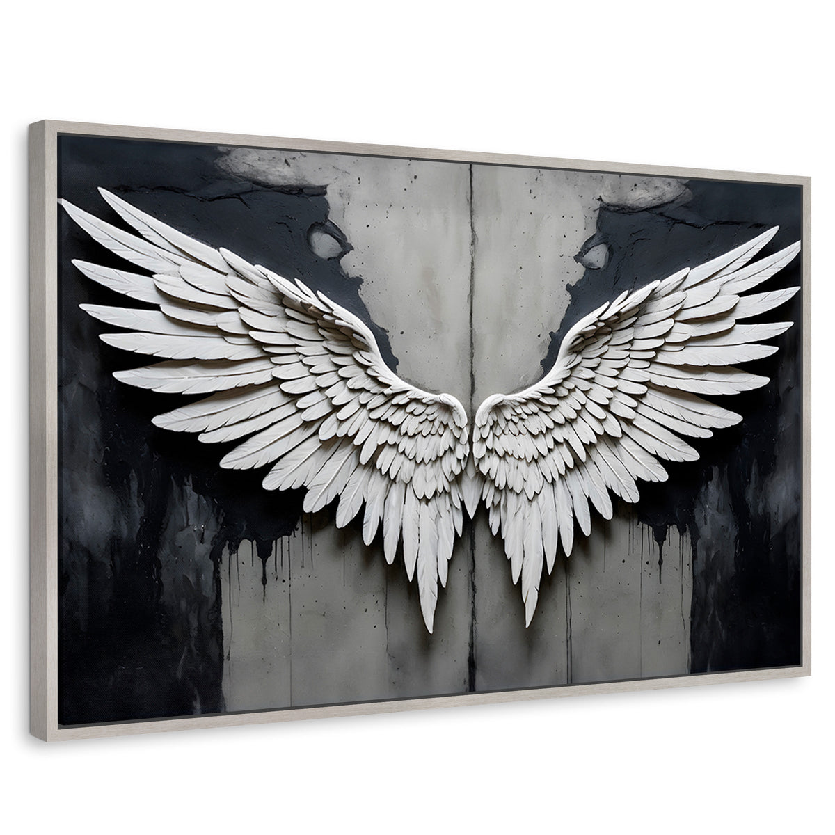 Cuadros Decorativos Canvas Revolution | Alas Angel Sombra | Rectangular | Portada | Marco Plateado
