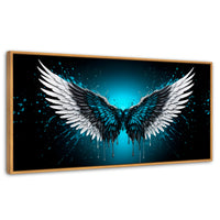 Cuadros Decorativos Canvas Revolution | Alas Angel Vuelo | Panoramico | Portada | Marco Negro