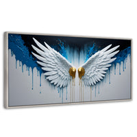 Cuadros Decorativos Canvas Revolution | Alas Corazon Dorado | Panoramico | Portada | Marco Blanco