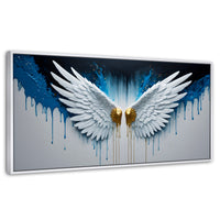 Cuadros Decorativos Canvas Revolution | Alas Corazon Dorado | Panoramico | Portada | Marco Dorado