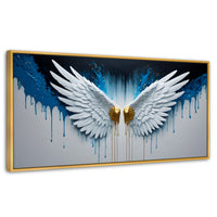 Cuadros Decorativos Canvas Revolution | Alas Corazon Dorado | Panoramico | Portada | Marco Madera