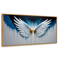 Cuadros Decorativos Canvas Revolution | Alas Corazon Dorado | Panoramico | Portada | Marco Negro