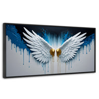 Cuadros Decorativos Canvas Revolution | Alas Corazon Dorado | Panoramico | Portada | Marco Plateado