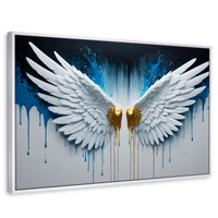 Cuadros Decorativos Canvas Revolution | Alas Corazon Dorado | Rectangular | Portada | Marco Blanco