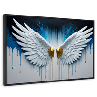 Cuadros Decorativos Canvas Revolution | Alas Corazon Dorado | Rectangular | Portada | Marco Negro
