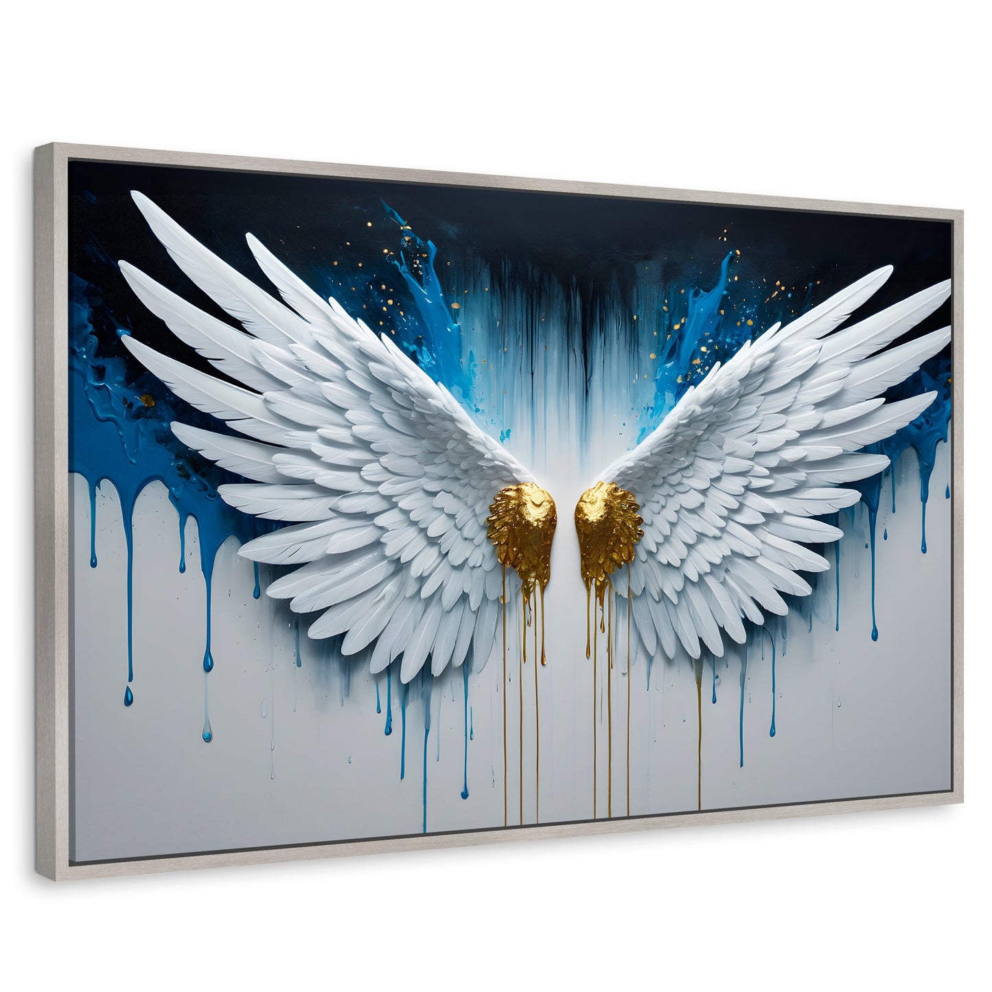 Cuadros Decorativos Canvas Revolution | Alas Corazon Dorado | Rectangular | Portada | Marco Plateado