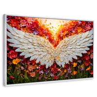 Cuadros Decorativos Canvas Revolution | Alas En Flores | Rectangular | Portada | Marco Blanco