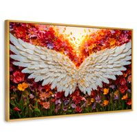 Cuadros Decorativos Canvas Revolution | Alas En Flores | Rectangular | Portada | Marco Dorado