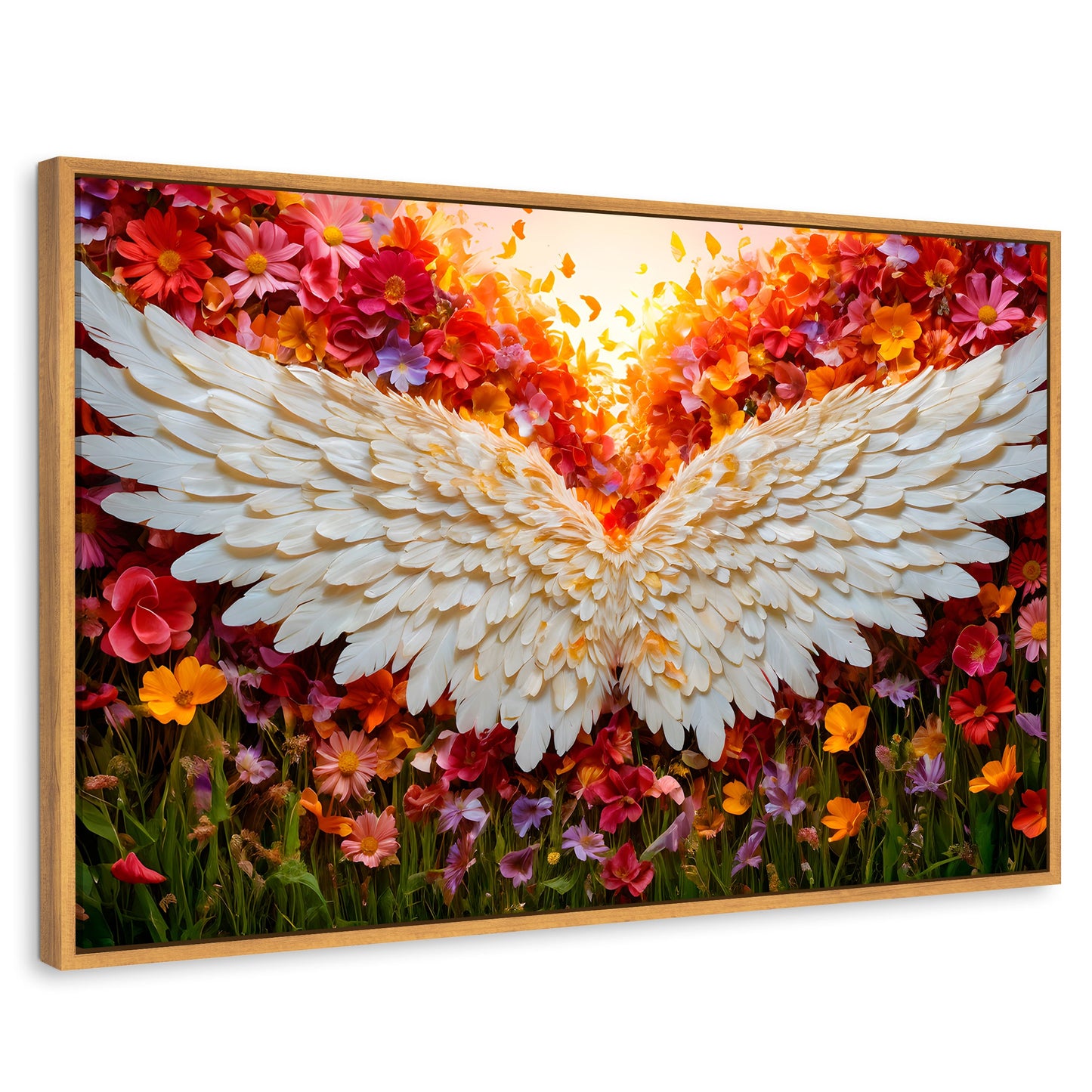 Cuadros Decorativos Canvas Revolution | Alas En Flores | Rectangular | Portada | Marco Madera
